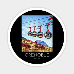 A Pop Art Travel Print of Grenoble - France Magnet